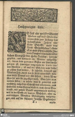 [Vorrede] Hochgeneigter Leser