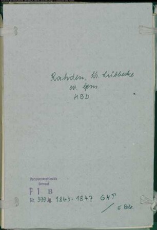 Kirchenbuchduplikat der evangelischen Gemeinde Rahden, Kreis Lübbecke (GHT 1843-1847) (Gemeinde: Evangelische Gemeinde Rahden)