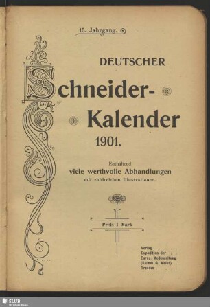 15.1901: Deutscher Schneider-Kalender : auf das Jahr ...