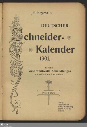 15.1901: Deutscher Schneider-Kalender : auf das Jahr ...