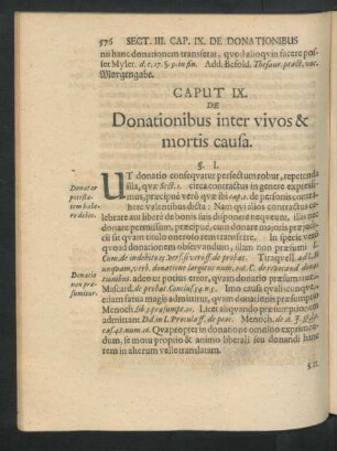 Caput IX. De Donationibus inter vivos & mortis causa.