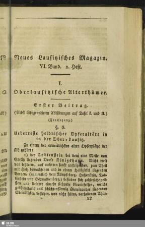 Oberlausitzische Alterthümer : erster Beitrag