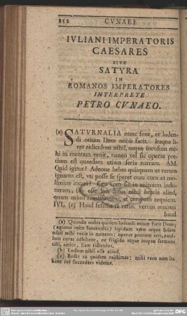 Iuliani Imperatoris Caesares Sive Satyra In Romanos Imperatores Interprete Petro Cunaeo