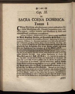 Cap. XI. De Sacra Coena Dominica.