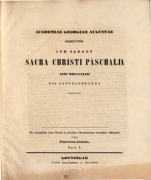 De invocatione Iesu Christi in precibus Christianorum accuratius definienda. 1