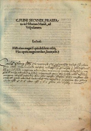 C. Plinii Secvndi, Praefatio in Historiam Mundi, ad Vespasianum