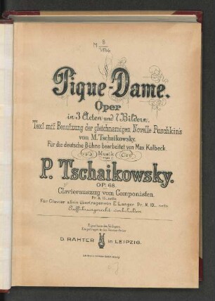 Pique-Dame : Oper in 3 Acten und 7 Bildern