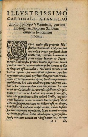 Quod Dominus in sexto capite Joannis de sacramento eucharistiae proprie sit locutus, tractatus utilis