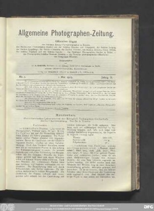Nr. 5. 1. Mai 1903. Jahrg. X.