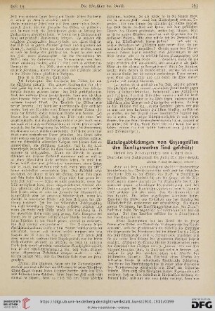 Katalogabbildungen von Erzeugnissen des Kunstgewerbes sind geschützt : Urteil des Reichsgerichts vom 4. April 1910