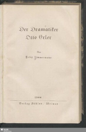 Der Dramatiker Otto Erler
