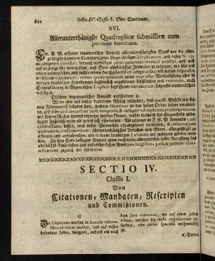 844-900, Sectio IV. Classis I. Von Citationen, Mandaten, Rescripten und Commißionen.