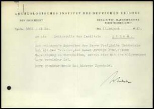 M. Schede an DAI Athen