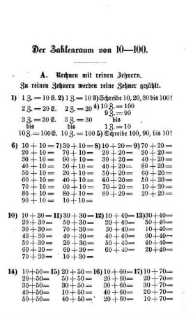 Der Zahlenraum von 10-100. Rechnen mit reinen Zehnern. Rechnen mit Zwischenzahlen.