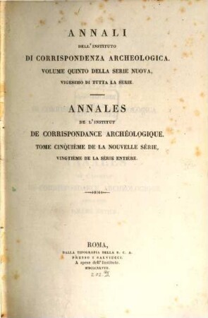 Annali dell'Instituto di Corrispondenza Archeologica : = Annales de l'Institut de Correspondance Archéologique. 20. 1848