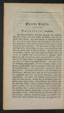 Dritte Klasse. Amphibien. Amphibia.