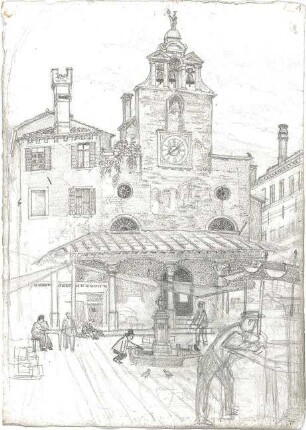 Wach, Hugo; Venedig (Italien); "Venezia ein architektonisches Portrait in Lithographien von H.C.C. Wach. Zweiter Teil: Blatt 37-69", Vorzeichnungen für geplante Publikation - Perspektive