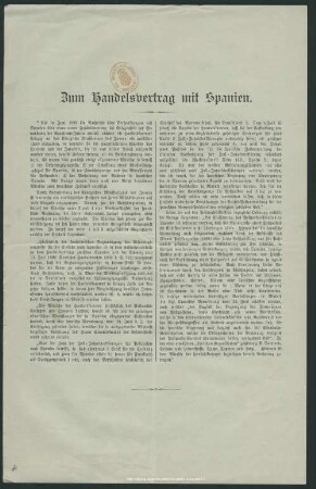 Zum Handelsvertrag mit Spanien
