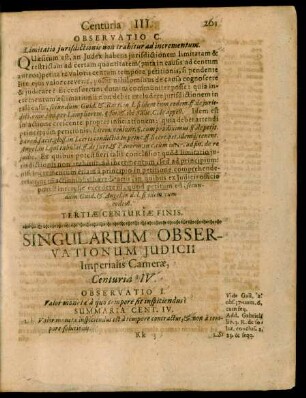 Singularium Observationum Iudicii Imperialis Camerae, Centuria IV. Observatio I. - C.
