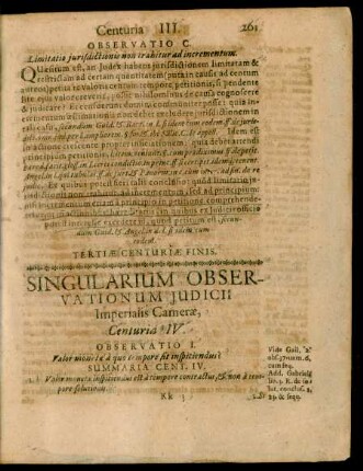 Singularium Observationum Iudicii Imperialis Camerae, Centuria IV. Observatio I. - C.