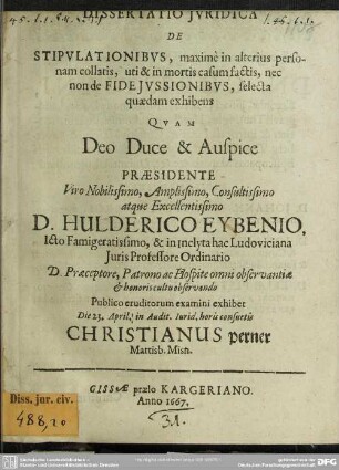 Dissertatio de stipulationibus