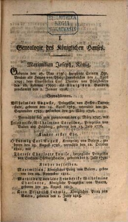 Hof- und Staatshandbuch des Königreichs Bayern. 1819, 1819