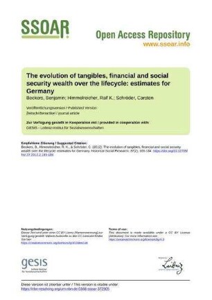 The evolution of tangibles, financial and social security wealth over the lifecycle: estimates for Germany