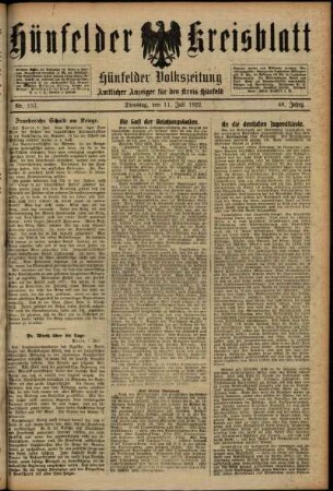 Ausgabe vom Dienstag, den 11. Juli 1922.