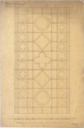 Schmidt, Heinrich von; Gelnhausen; Marienkirche, Restaurierung - Deckenabwicklung, Schnitt