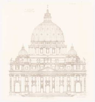 Petersdom, Rom: Ansicht von Westen (aus: Baukunst d. Renaissance in Italien u. Spanien, hrsg. v. Zeichenaussch. d. Stud. d. TH Berlin, 1875)