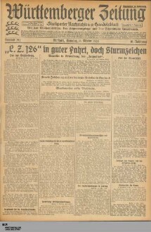 Württemberger Zeitung : das nationalsozialistische Morgenblatt in Stuttgart : WLZ, Württembergische Landeszeitung