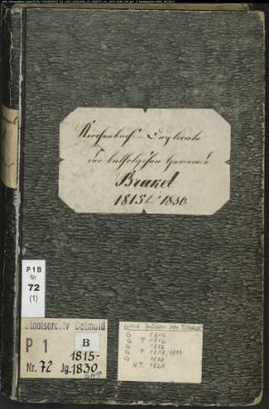 Kirchenbuchduplikat der katholischen Gemeinde Brakel, Kreis Höxter (GHT 1815-1830) (Gemeinde: Katholische Gemeinde Brakel)