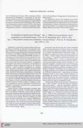57: [Rezension von: W. Timofienka (Hg.), Architekturna Spadszczyna Ukrainy, Vyp. 1, Małovyvczeni problemy istorii architektury ta mistobudovanija, Vyp. 2, Nacjonalni osoblyvosti architektury narodu Ukrainy]