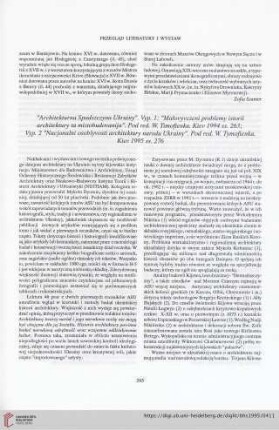 57: [Rezension von: W. Timofienka (Hg.), Architekturna Spadszczyna Ukrainy, Vyp. 1, Małovyvczeni problemy istorii architektury ta mistobudovanija, Vyp. 2, Nacjonalni osoblyvosti architektury narodu Ukrainy]
