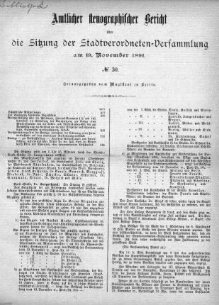 No. 30, 19. November 1891