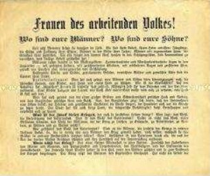 Anti-Kriegs-Flugblatt mit Aufruf zum Kampf für den Sozialismus