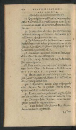 Pars Quinta. Quae passus est Dominus in loco supplicii.