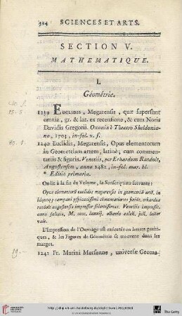 Section V.: Mathematique
