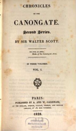 Chronicles of the Canongate : second series ; in three volumes, 1
