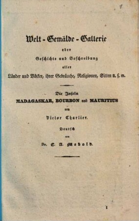 Die Inseln Madagaskar, Bourbon und Mauritius