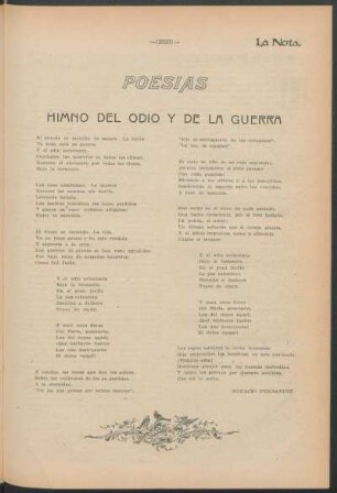 Poesías : Himno del odio y de la guerra