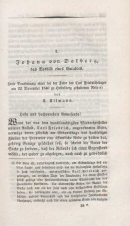 555-584 Johann von Dalberg, das Vorbild eines Curators