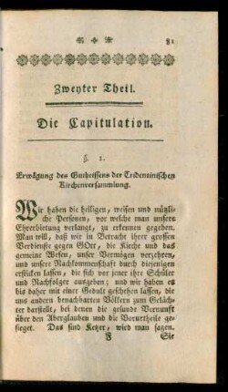 Zweyter Theil. Die Capitulation