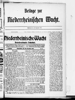 Niederrheinische Wacht : deutsch-nationales Volksblatt