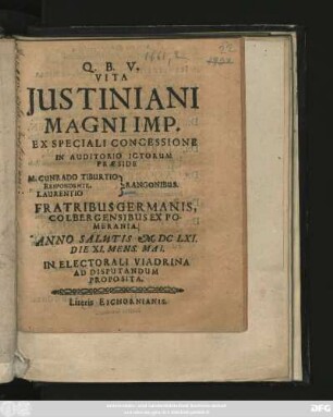 Vita Iustiniani Magni Imp.