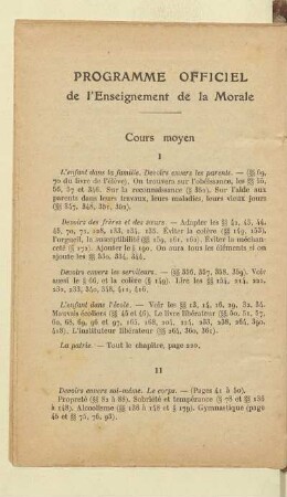 Programme officiel de l'Enseignement de la Morale