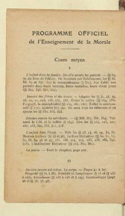 Programme officiel de l'Enseignement de la Morale