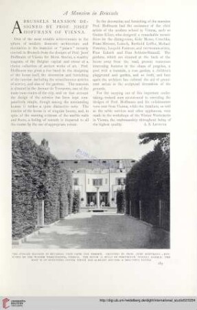A Brussels mansion designed by Prof. Josef Hoffmann of Vienna