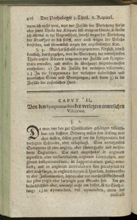 Caput II. Von den Symptomatibus der verletzten innerlichen Viscerum.