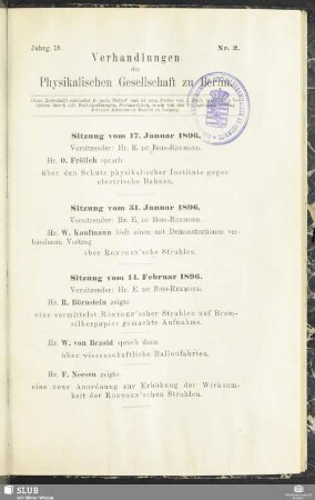 Sitzung vom 17. Januar 1896